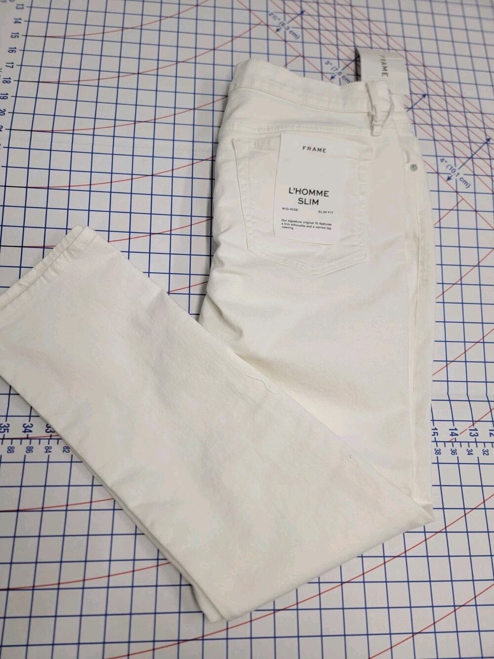FRAME Le Original Front-Cuff Cropped WHITE HIGH RISE STRAIGHT Fit Jeans Sz36